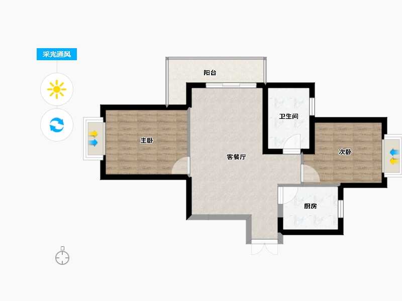 福建省-福州市-滨海新城罗嘉苑-70.00-户型库-采光通风