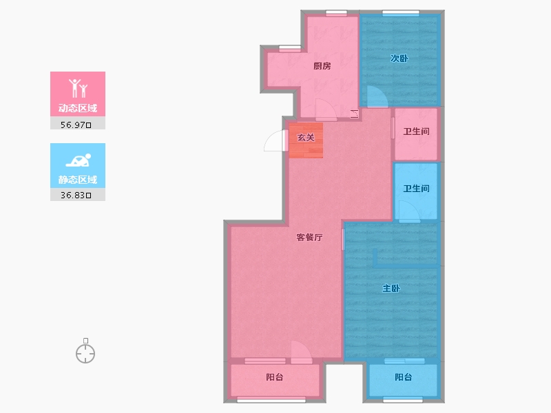 河北省-廊坊市-香河大爱城・雅园-84.52-户型库-动静分区