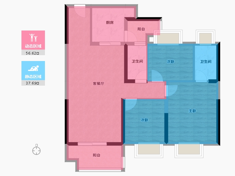 湖北省-孝感市-碧桂园-83.99-户型库-动静分区