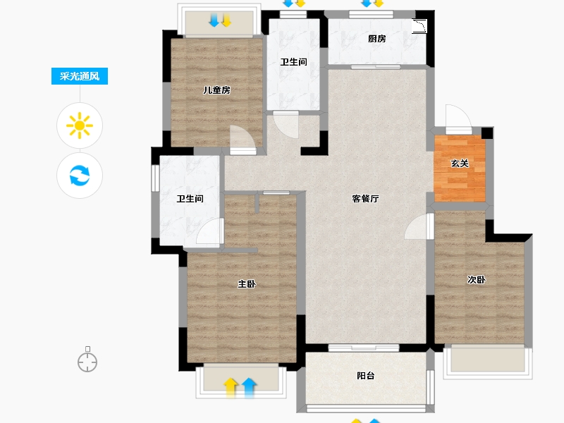 北京-北京市-融创无忌海-95.77-户型库-采光通风