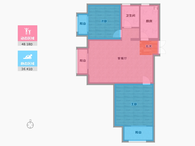 北京-北京市-白石山居・春华园-75.83-户型库-动静分区