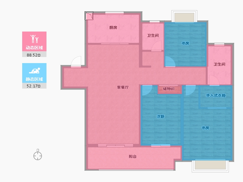 江苏省-徐州市-万科翡翠之光-128.00-户型库-动静分区