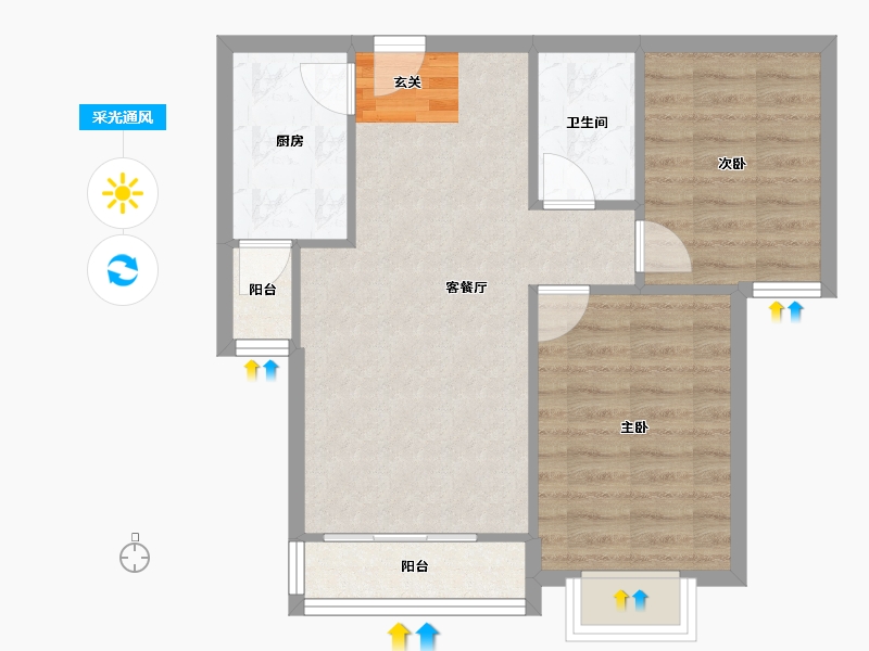 北京-北京市-金蝉南里-60.47-户型库-采光通风