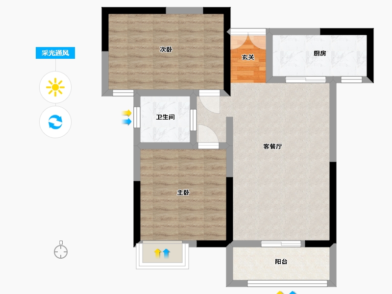 湖南省-娄底市-融泰佳苑-65.36-户型库-采光通风