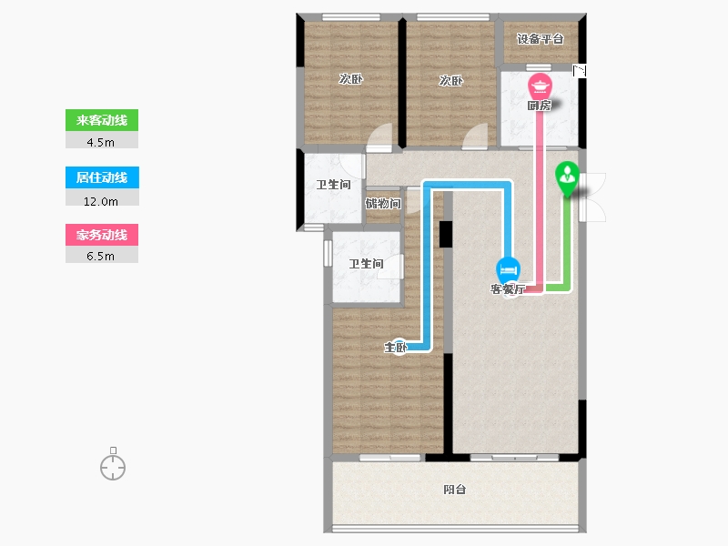 浙江省-金华市-八号公馆-124.00-户型库-动静线