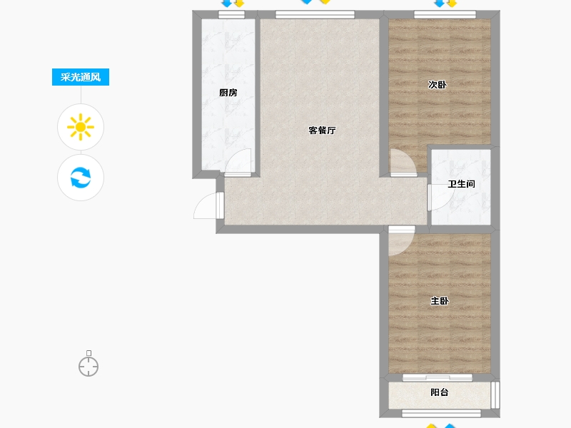 山西省-大同市-悦城金懋府-66.54-户型库-采光通风