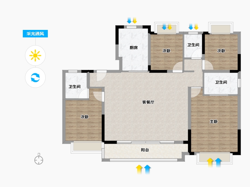 江苏省-南京市-建发央誉-135.00-户型库-采光通风