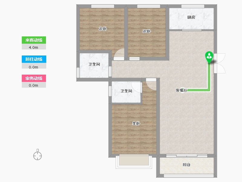 陕西省-咸阳市-宇林·水岸名邸-96.97-户型库-动静线