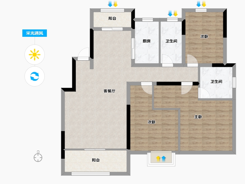 山东省-济南市-中建长清湖-103.77-户型库-采光通风