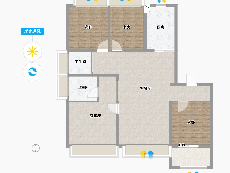 上海-上海市-融创壹号公馆-121.00-户型库-采光通风