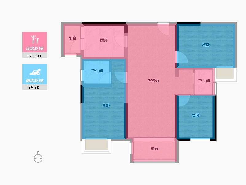 重庆-重庆市-金科联发東悦府-73.62-户型库-动静分区