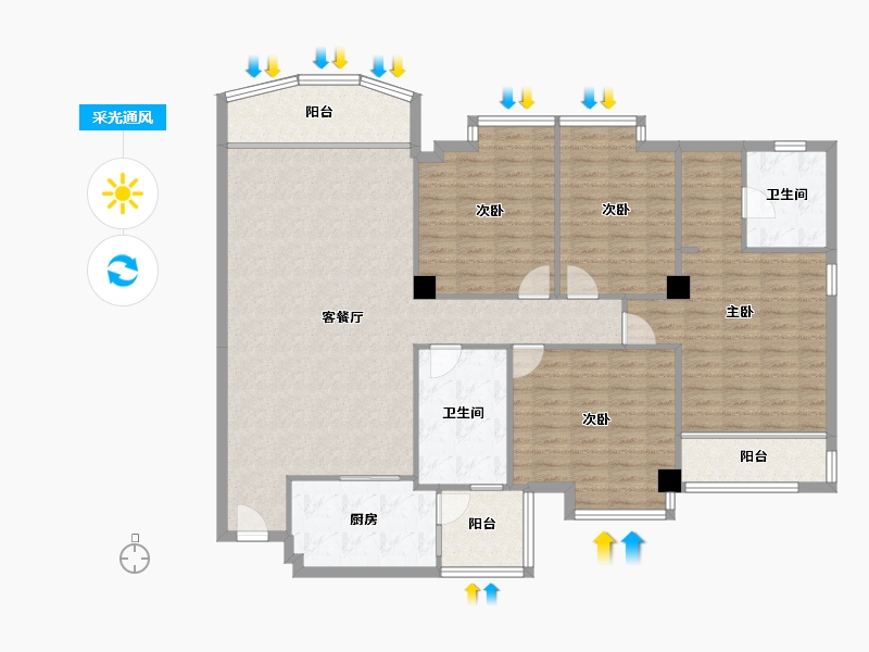 浙江省-温州市-新田园七组团-145.34-户型库-采光通风