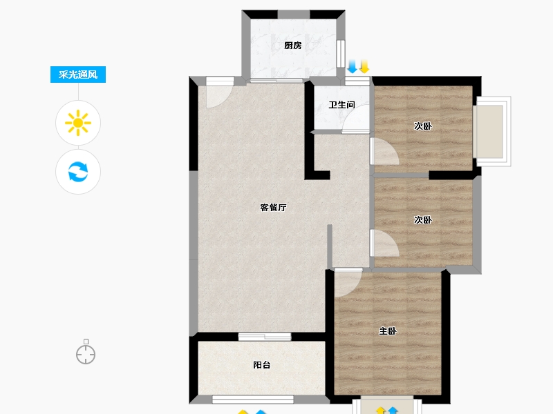 广东省-珠海市-华发城建未来荟-67.39-户型库-采光通风