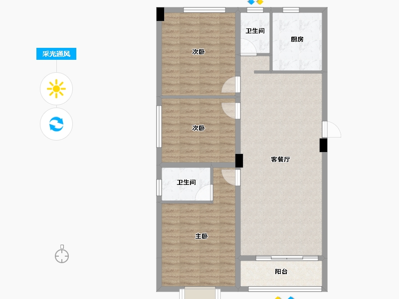 陕西省-渭南市-金星阳光城-97.56-户型库-采光通风