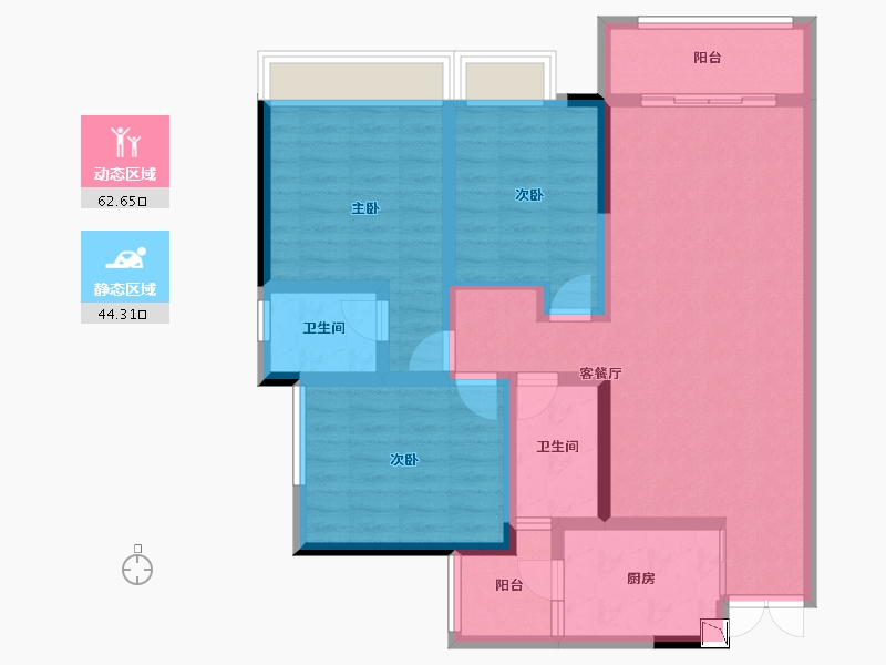 重庆-重庆市-中央美地-94.48-户型库-动静分区