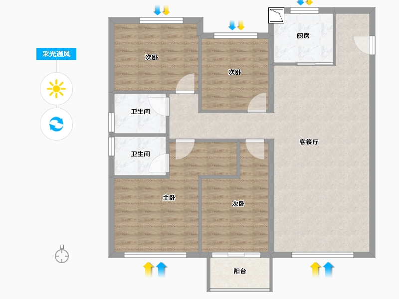 福建省-泉州市-水头中骏璟峰-100.00-户型库-采光通风