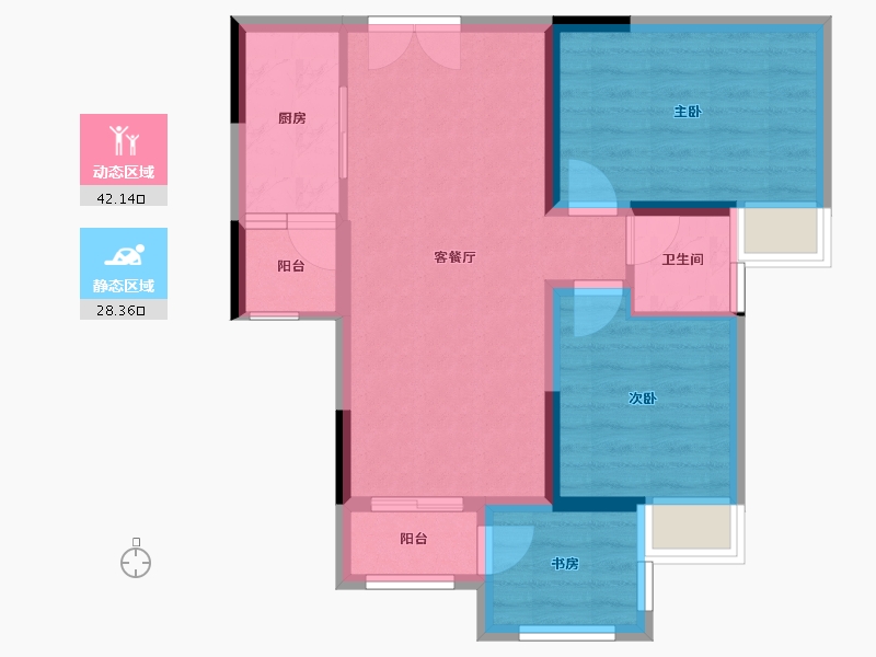 重庆-重庆市-桥达·茂宸广场-62.45-户型库-动静分区