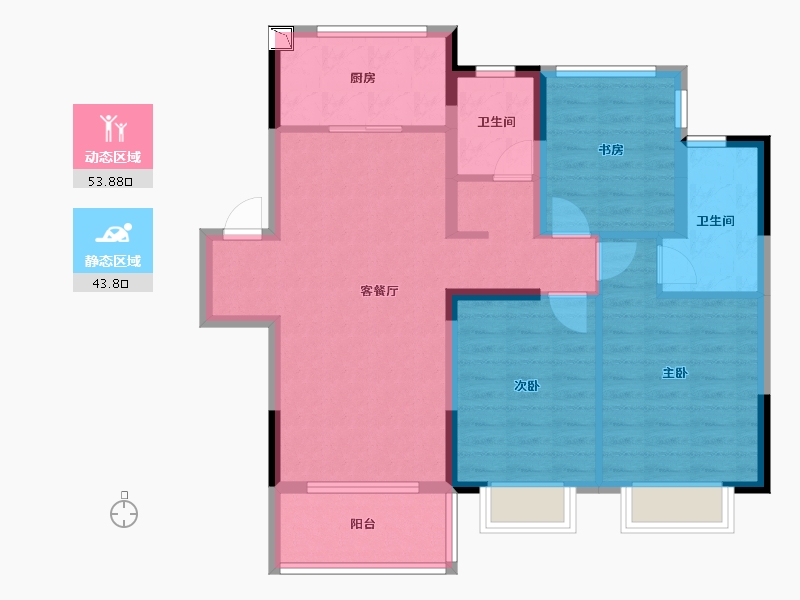 江苏省-南京市-玉兰公馆-87.21-户型库-动静分区