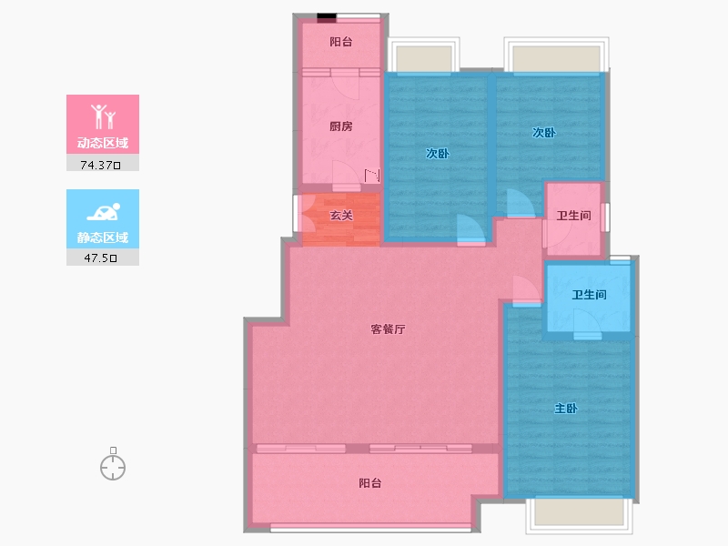 重庆-重庆市-鹏润悦秀上东-109.54-户型库-动静分区