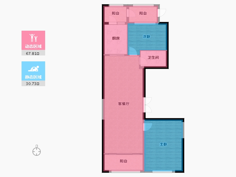 黑龙江省-哈尔滨市-宝宇天邑环球港-89.51-户型库-动静分区