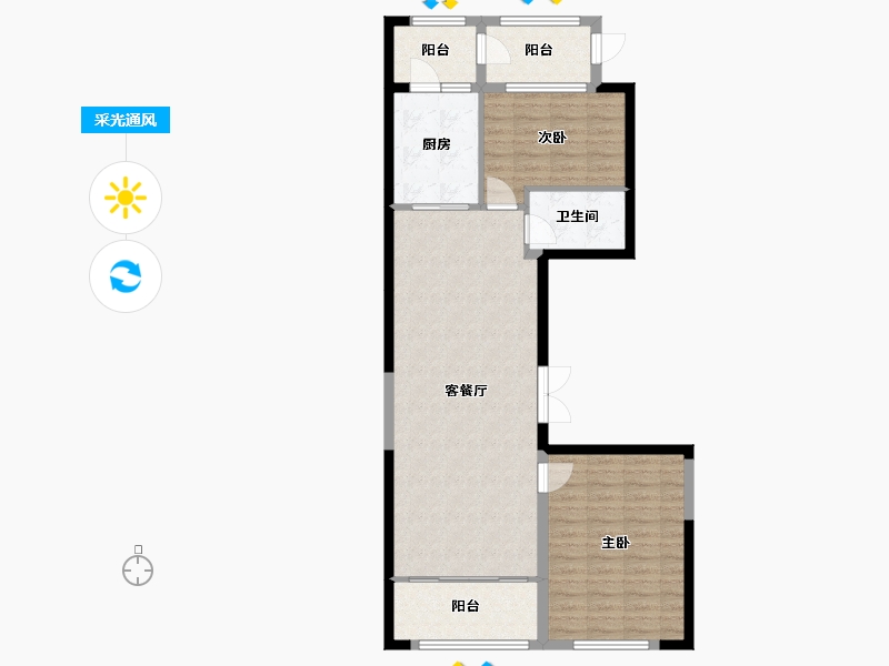 黑龙江省-哈尔滨市-宝宇天邑环球港-89.51-户型库-采光通风