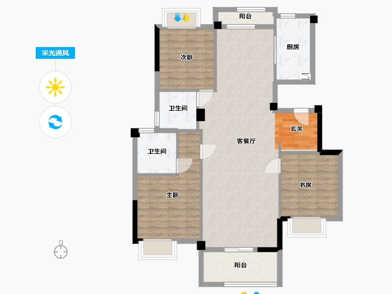 湖北省-武汉市-武地融创锦上公馆-100.45-户型库-采光通风