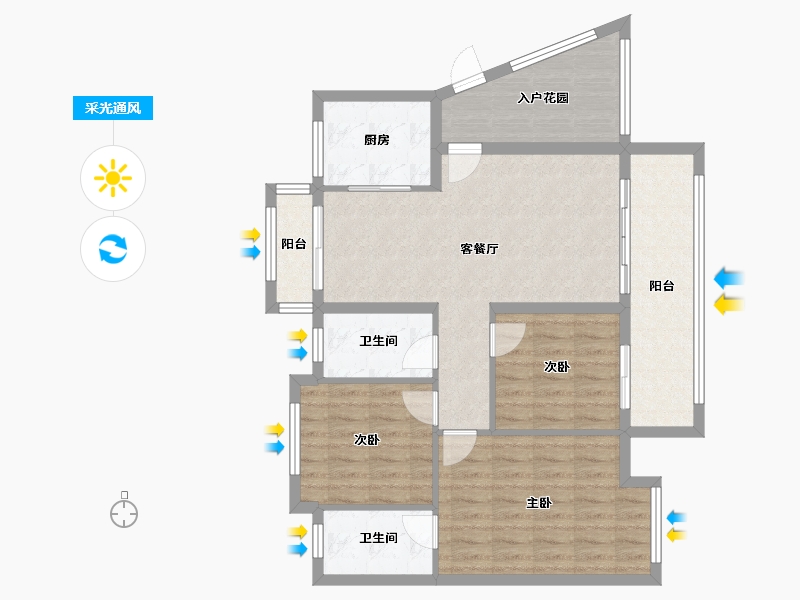 广东省-河源市-德嘉花园B-1户型-93.15-户型库-采光通风