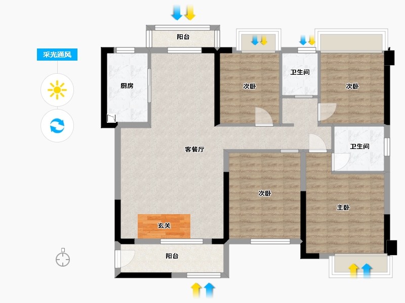 广西壮族自治区-南宁市-中房翡翠时光-103.21-户型库-采光通风