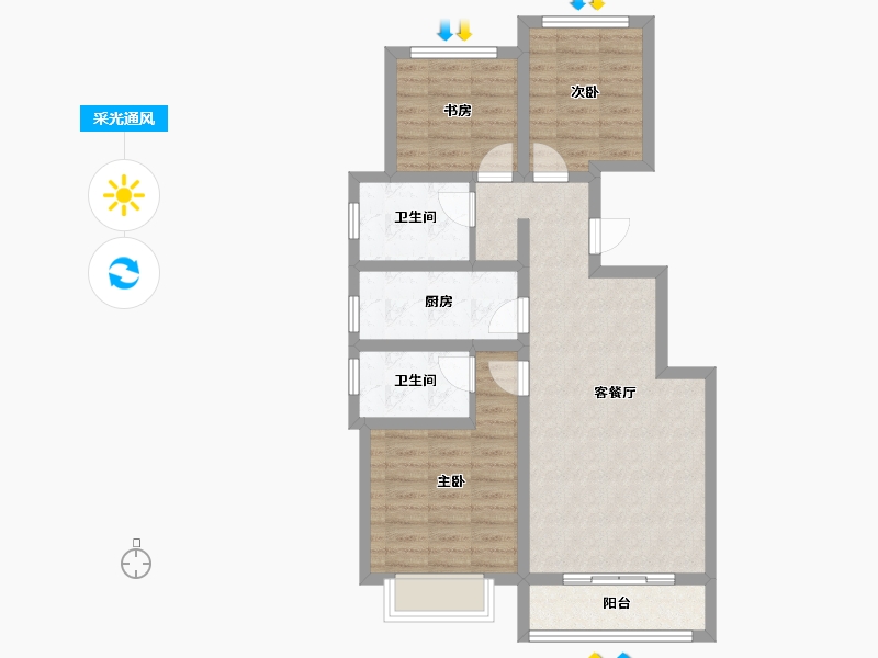 河北省-廊坊市-来康郡明德院-76.32-户型库-采光通风