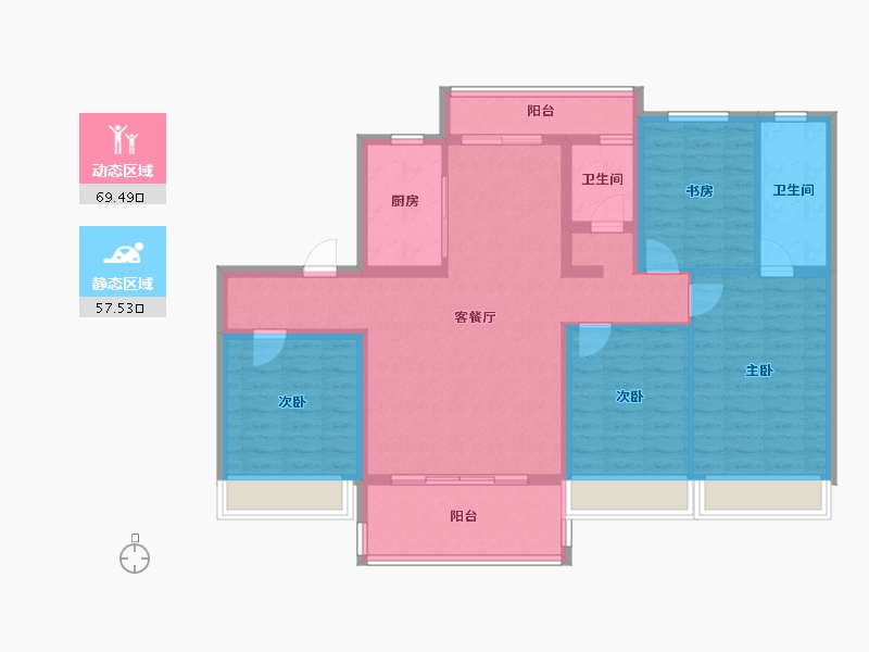 湖南省-衡阳市-碧桂园十里江湾天汇-113.66-户型库-动静分区