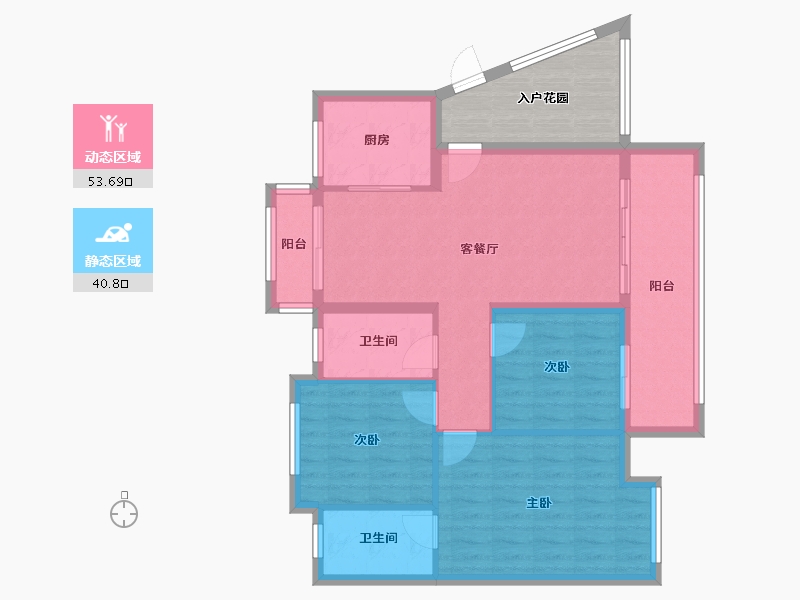 广东省-河源市-德嘉花园B-1户型-93.15-户型库-动静分区