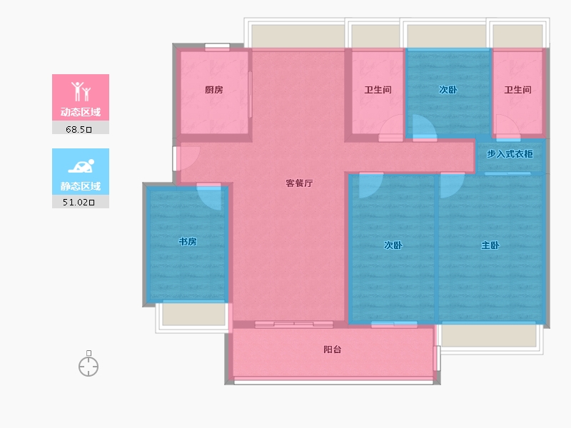 广东省-广州市-中铁诺德名筑-107.42-户型库-动静分区