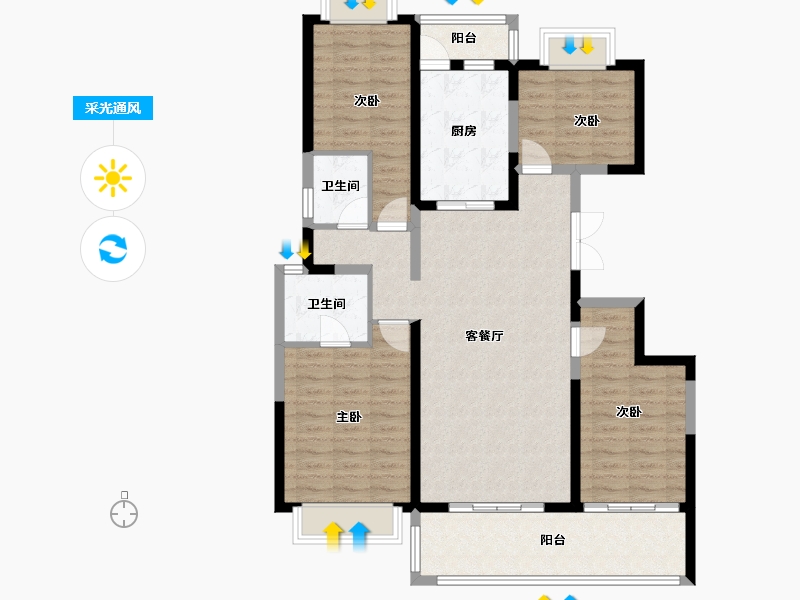 云南省-昆明市-寻甸江山阅-111.75-户型库-采光通风