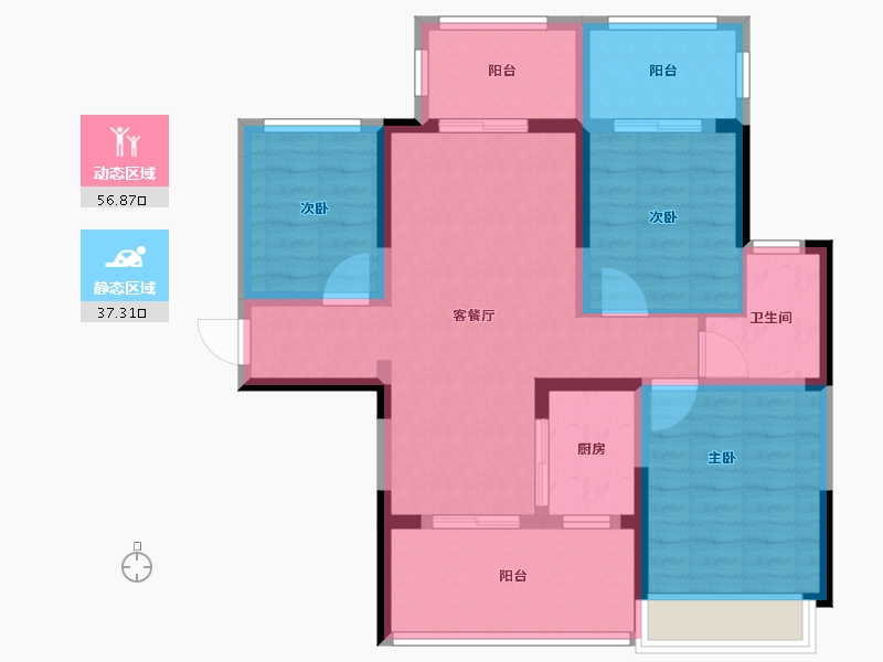 海南省-海口市-南海幸福汇一期-83.00-户型库-动静分区