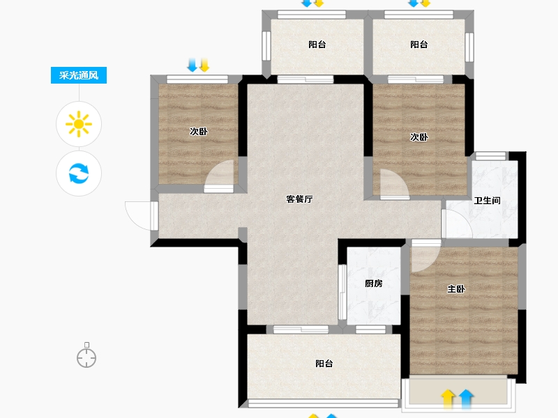 海南省-海口市-南海幸福汇一期-83.00-户型库-采光通风