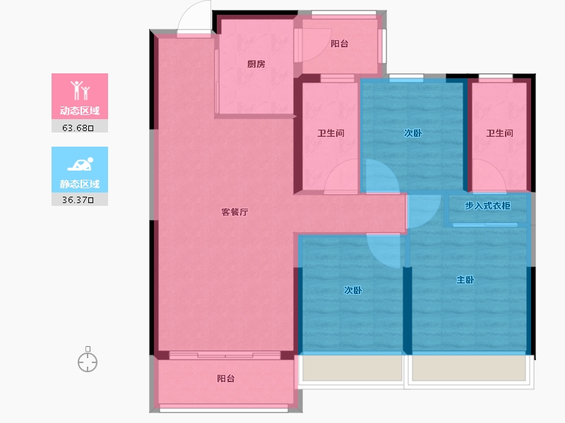 浙江省-温州市-金茂悦-89.80-户型库-动静分区