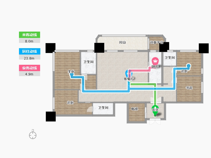 湖北省-武汉市-绿地海珀滨江-166.21-户型库-动静线