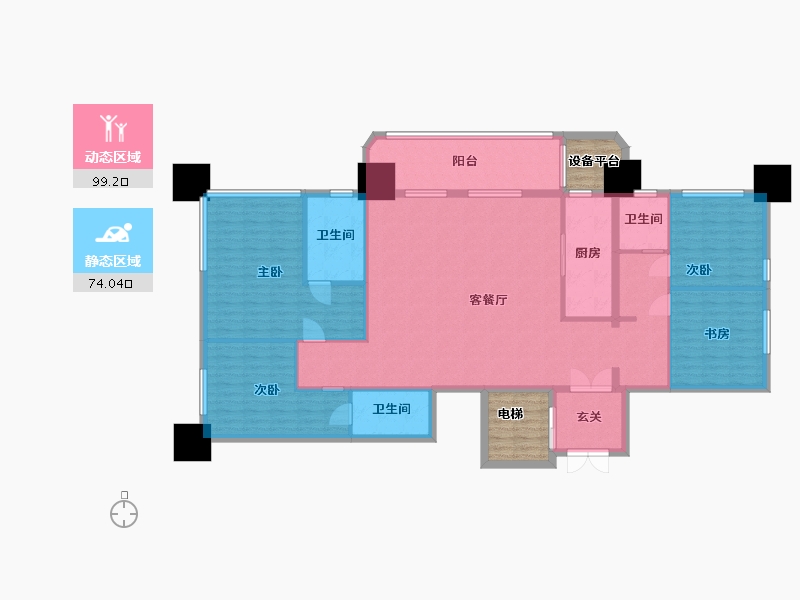 湖北省-武汉市-绿地海珀滨江-166.21-户型库-动静分区