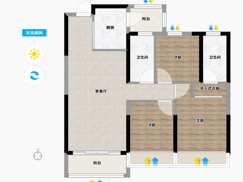 浙江省-温州市-金茂悦-89.80-户型库-采光通风