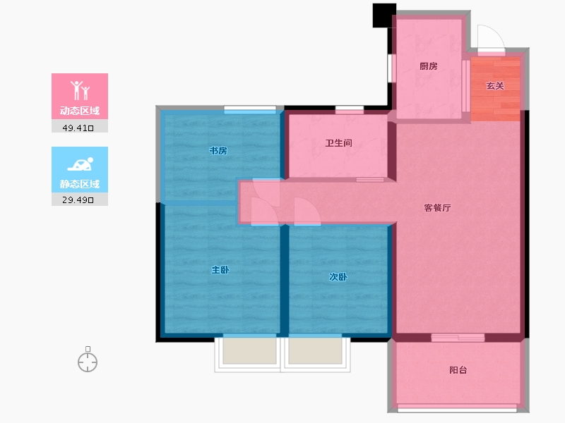 福建省-福州市-琅岐山语城-70.00-户型库-动静分区