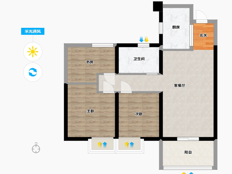 福建省-福州市-琅岐山语城-70.00-户型库-采光通风