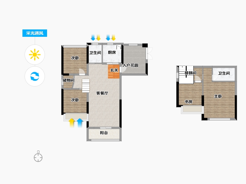 广东省-广州市-中冶・逸�Z台-120.29-户型库-采光通风