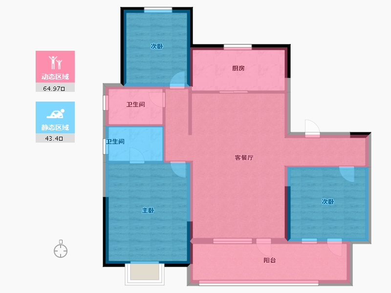 山东省-青岛市-银盛泰正阳府-96.99-户型库-动静分区