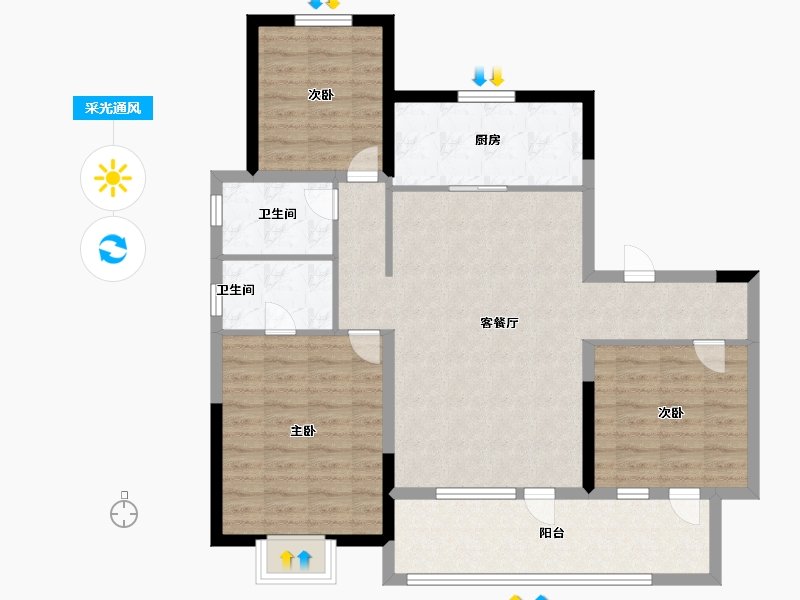 山东省-青岛市-银盛泰正阳府-96.99-户型库-采光通风