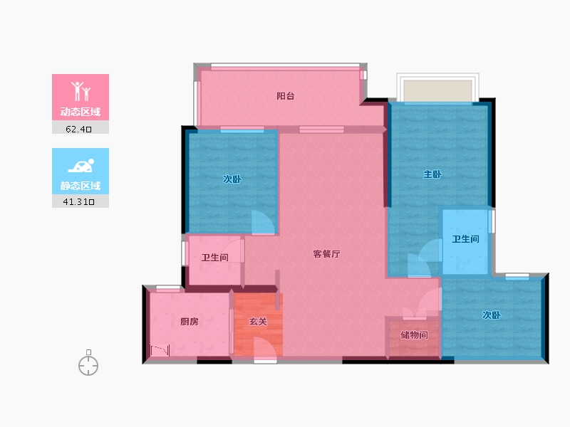 湖南省-长沙市-印湘江2-93.41-户型库-动静分区