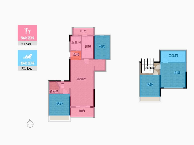 广东省-广州市-中冶・逸�Z台-107.63-户型库-动静分区