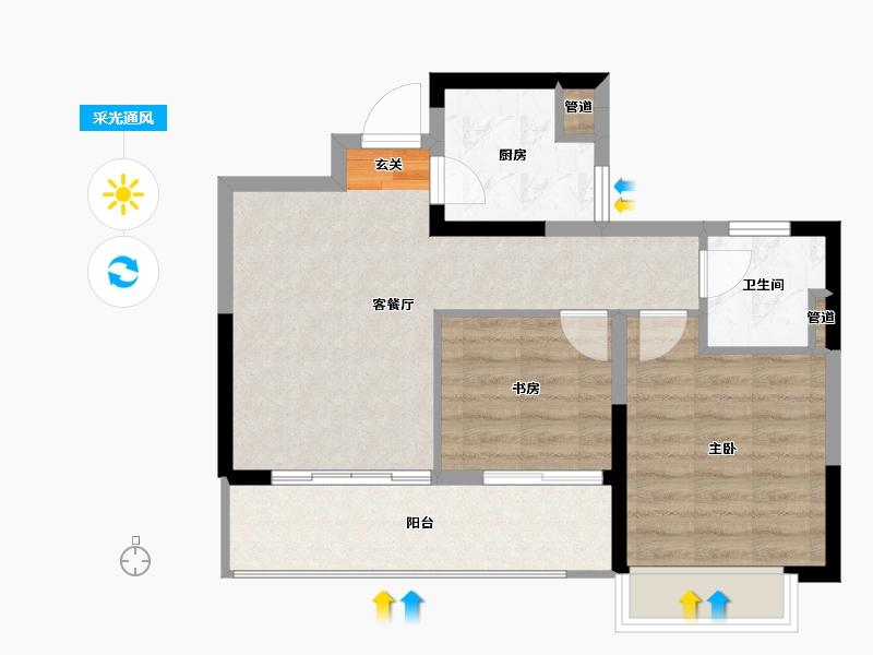 江苏省-南京市-金轮翠雍华庭-61.45-户型库-采光通风