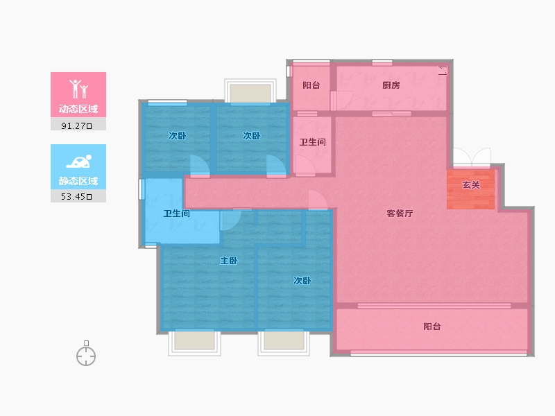 重庆-重庆市-江城铭著-131.18-户型库-动静分区