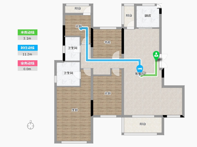 湖南省-长沙市-中航城国际社区-133.68-户型库-动静线