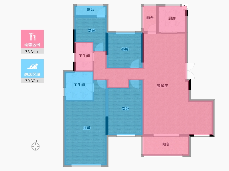 湖南省-长沙市-中航城国际社区-133.68-户型库-动静分区